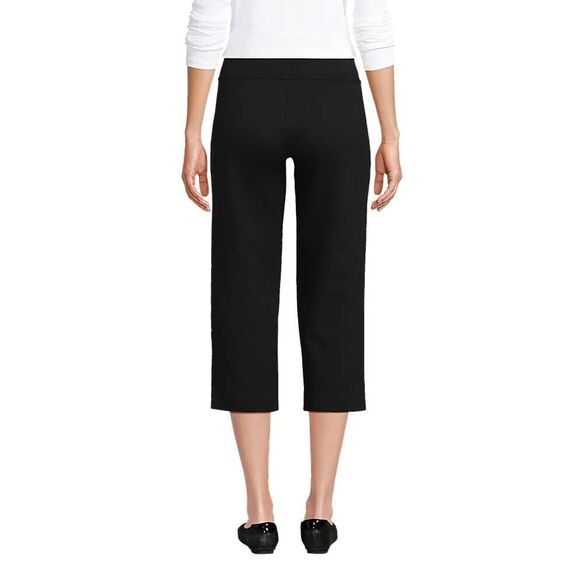 Lands End Womens Shore Stretch Knit Cotton Blend Capri Pants Black 23" Inseam, M - Picture 3 of 3